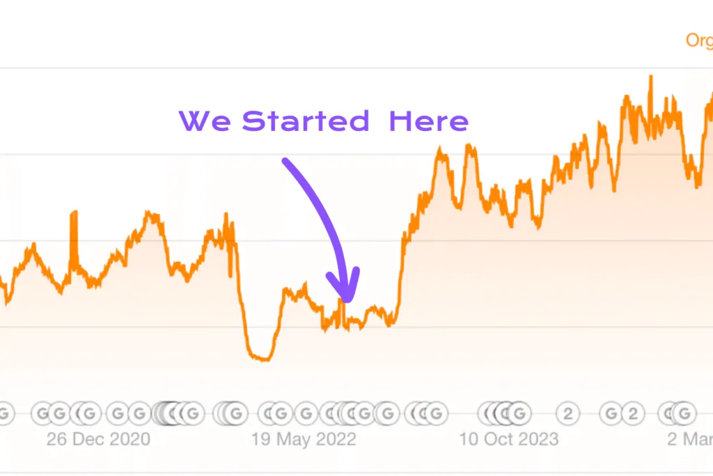 Organic search traffic growth from the point the SEO work began